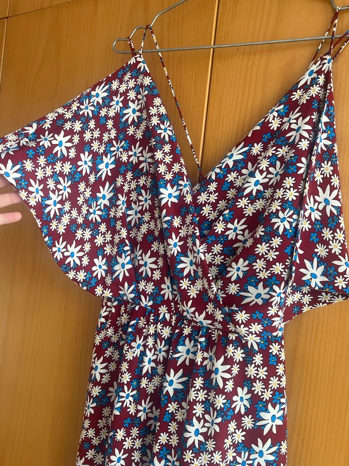 Çiçek Desenli Uzun Askılı Bohem Elbise - Görsel 3