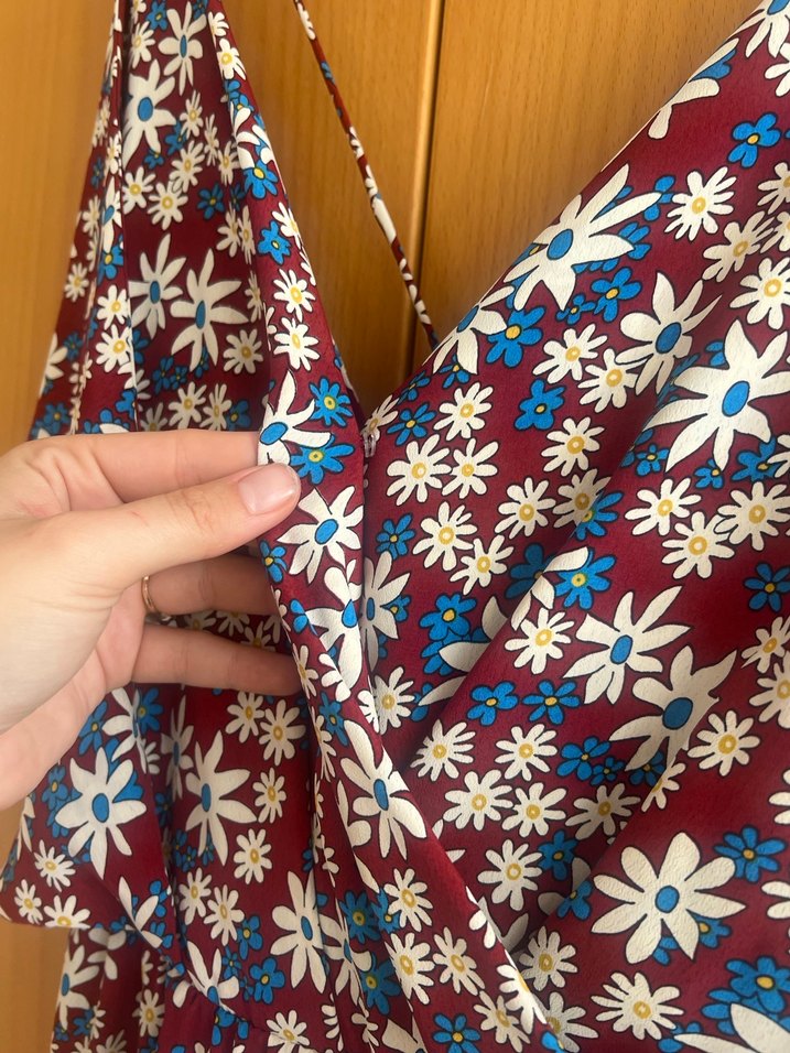 Çiçek Desenli Uzun Askılı Bohem Elbise - Görsel 4