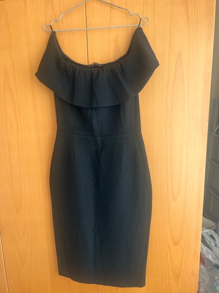 Siyah Straplez Midi Elbise - Görsel 4