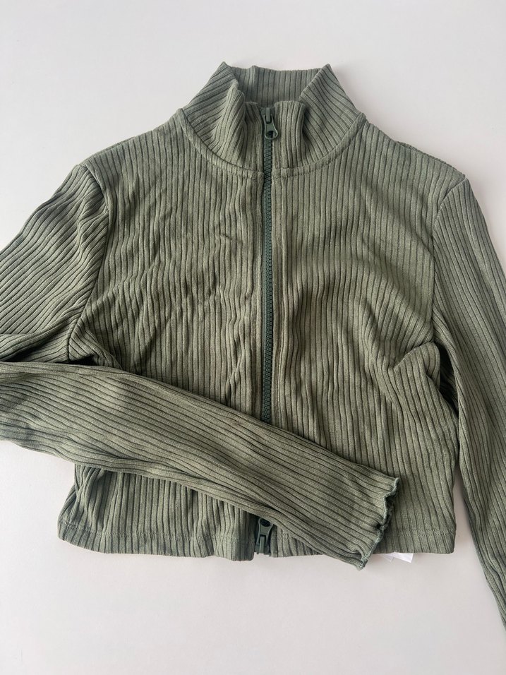 Yeşil Pilili Keten Uzun Kollu Kadın Bluz - Görsel 2