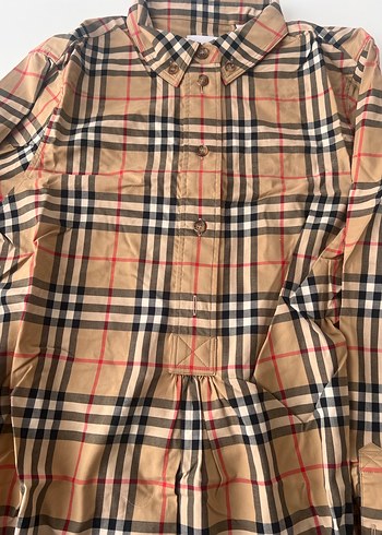 Düğmeli Kareli Kadın Gömlek Elbise - Görsel 3