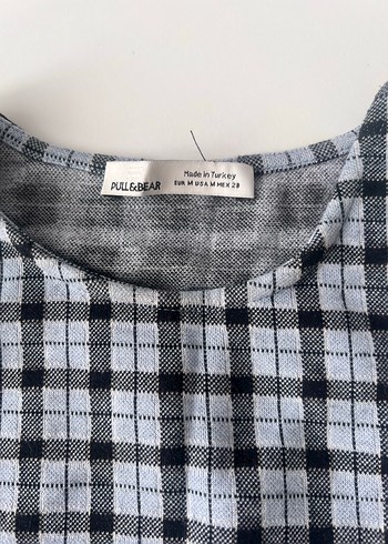 Gri Ekose Mini Etek Crop Bluz set - Görsel 3