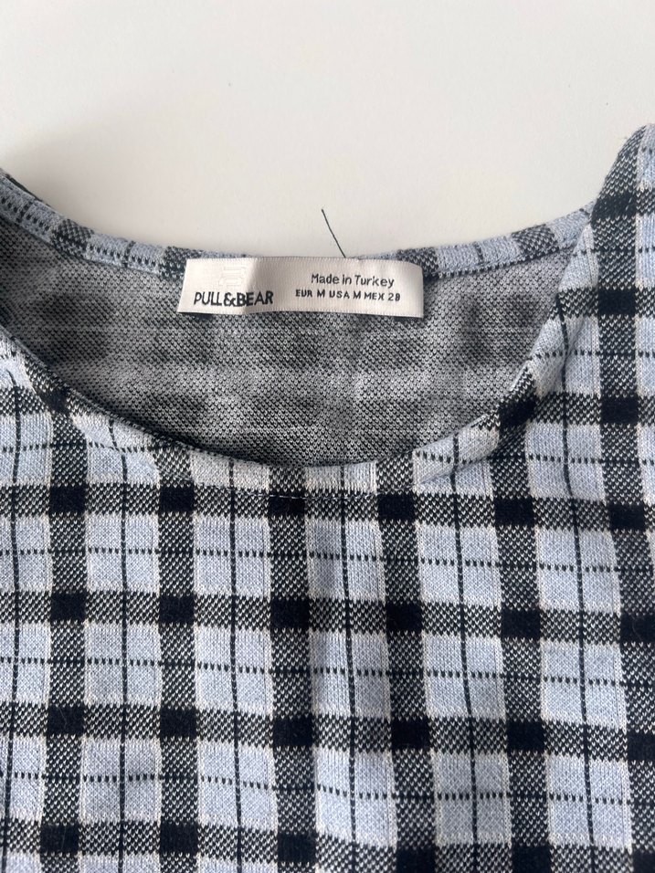 Gri Ekose Mini Etek Crop Bluz set - Görsel 3