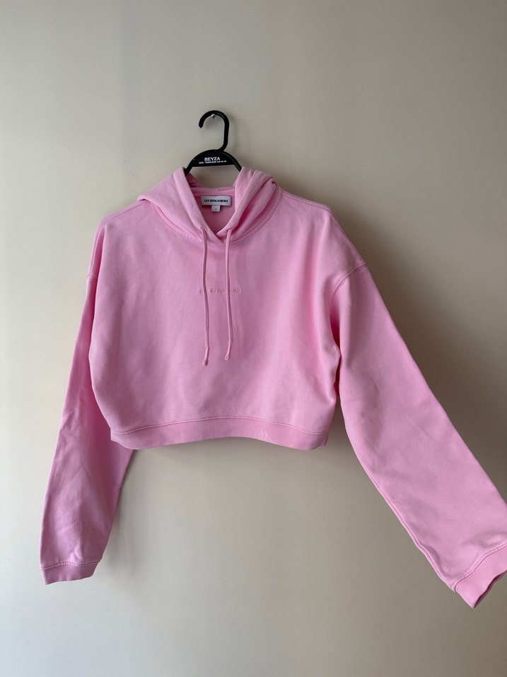 LES BENJAMINS Pembe Kapüşonlu Kadın Sweatshirt - Görsel 2
