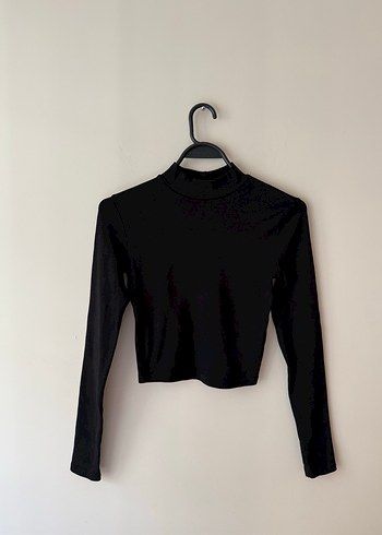 Bershka Kadın Siyah Yarım Balıkçı Crop Top - Görsel 2