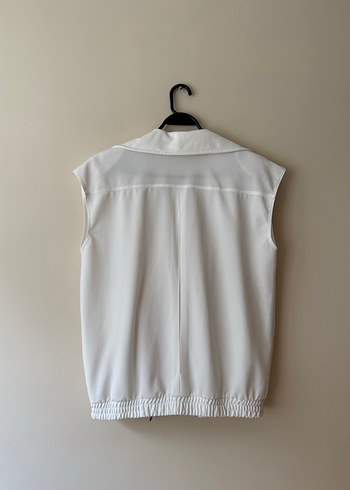 Kadın Beyaz Fermuarlı Kolsuz Yelek - Görsel 5