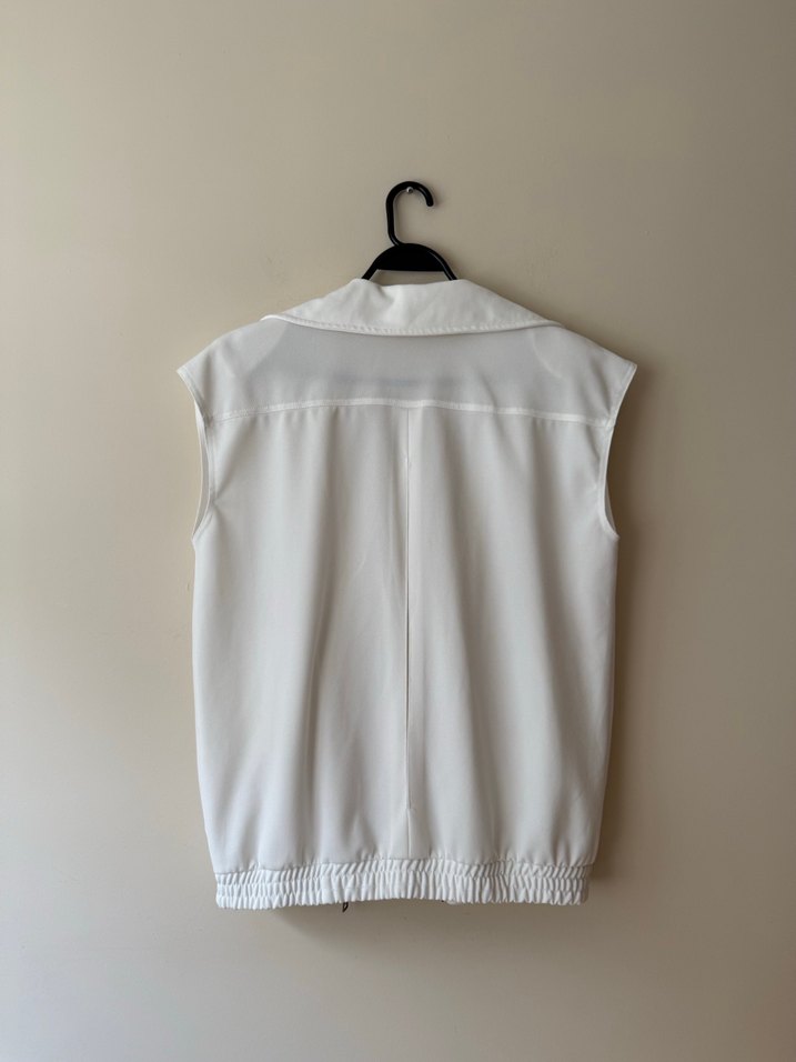 Kadın Beyaz Fermuarlı Kolsuz Yelek - Görsel 5