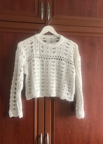 Beyaz Örgü Bohem Kadın Kazak - Görsel 11