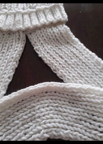 Beyaz  bayan Bere ve Atkı Seti - Görsel 5