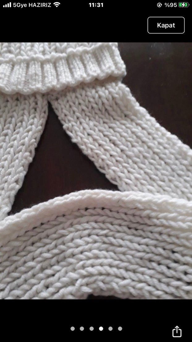 Beyaz  bayan Bere ve Atkı Seti - Görsel 5