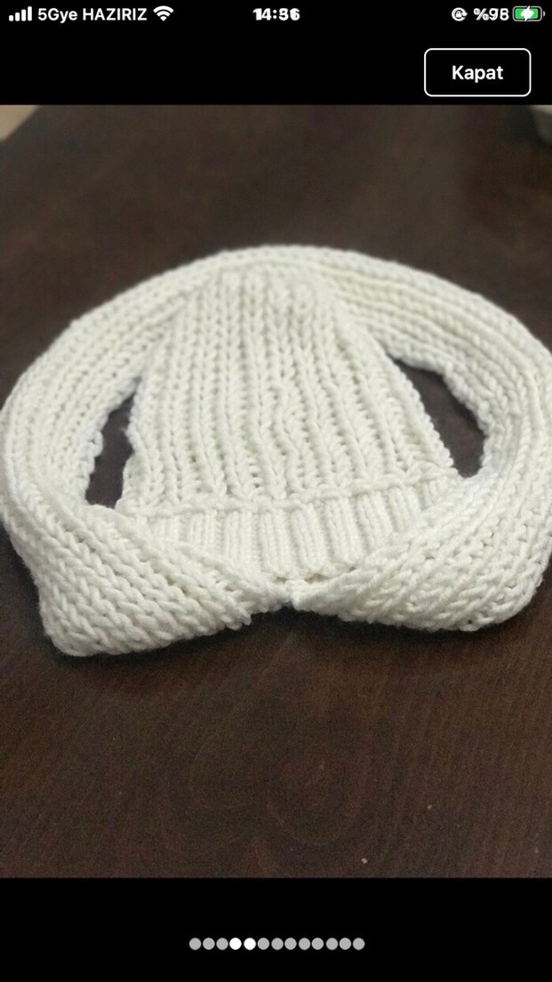 Beyaz  bayan Bere ve Atkı Seti - Görsel 2