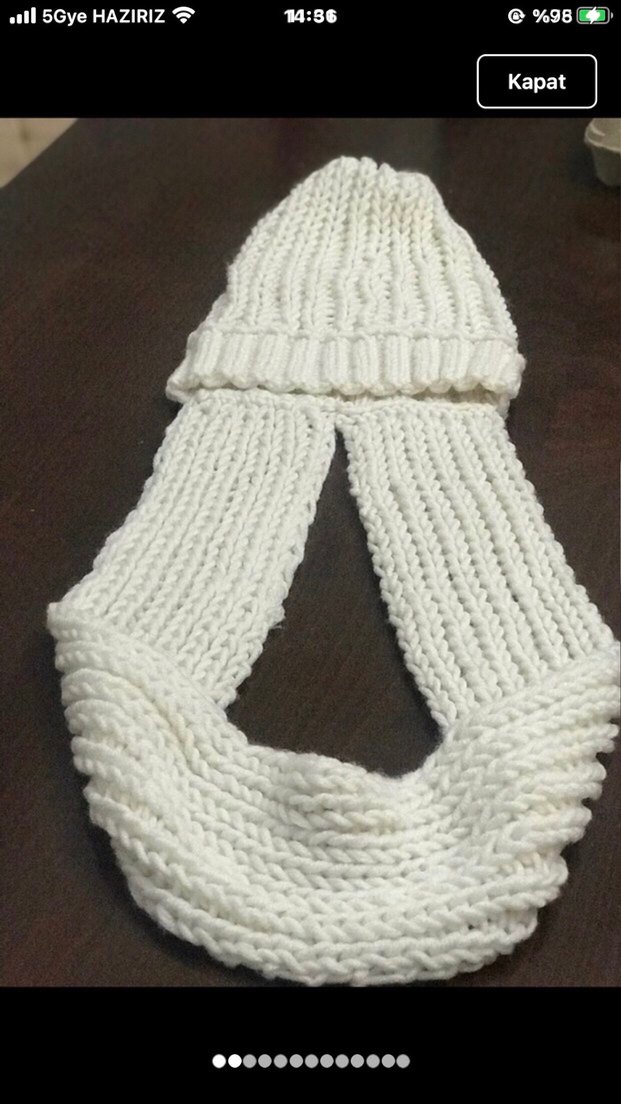 Beyaz  bayan Bere ve Atkı Seti - Görsel 3