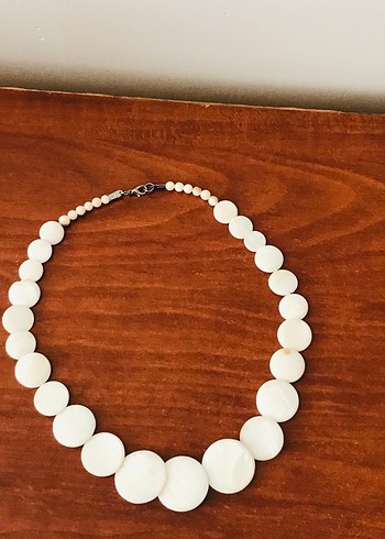 Beyaz Boncuklu Midi Bohem Kadın Kolye - Görsel 2