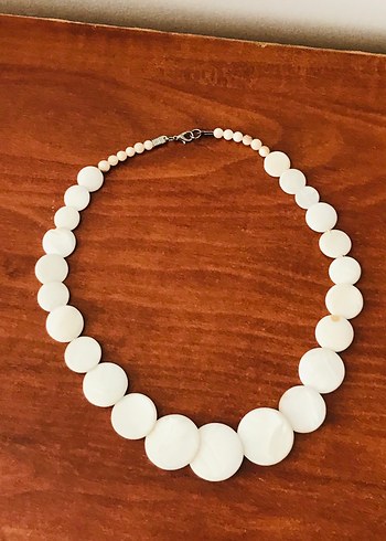 Beyaz Boncuklu Midi Bohem Kadın Kolye - Görsel 6