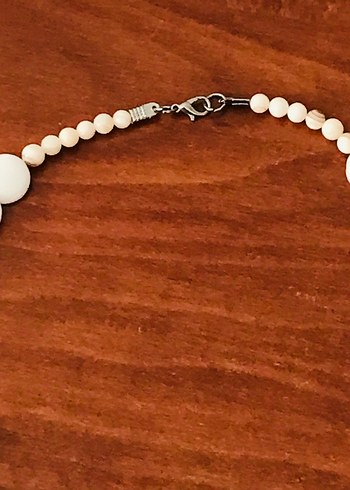 Beyaz Boncuklu Midi Bohem Kadın Kolye - Görsel 5