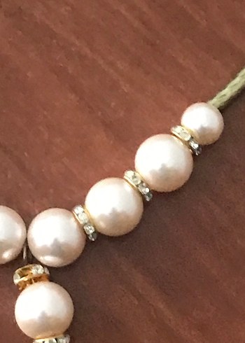 Beyaz Boncuklu Midi Kadın Kolye - Görsel 5