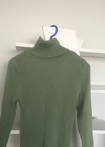 Yeşil Kadın Boğazlı İnce Triko Kazak - Görsel 4