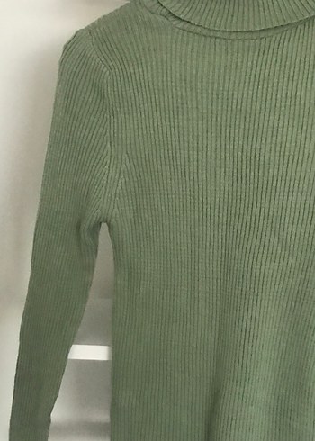 Yeşil Kadın Boğazlı İnce Triko Kazak - Görsel 5