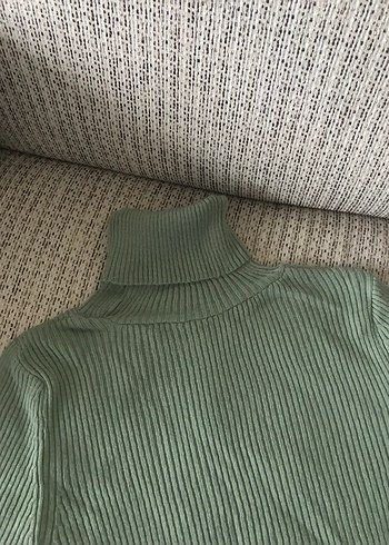 Yeşil Kadın Boğazlı İnce Triko Kazak - Görsel 6