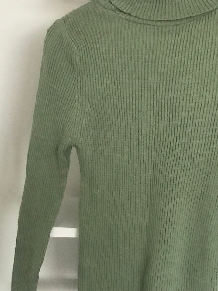 Yeşil Kadın Boğazlı İnce Triko Kazak - Görsel 5