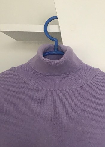 Mor Boğazlı İnce Triko Kadın Kazak - Görsel 3