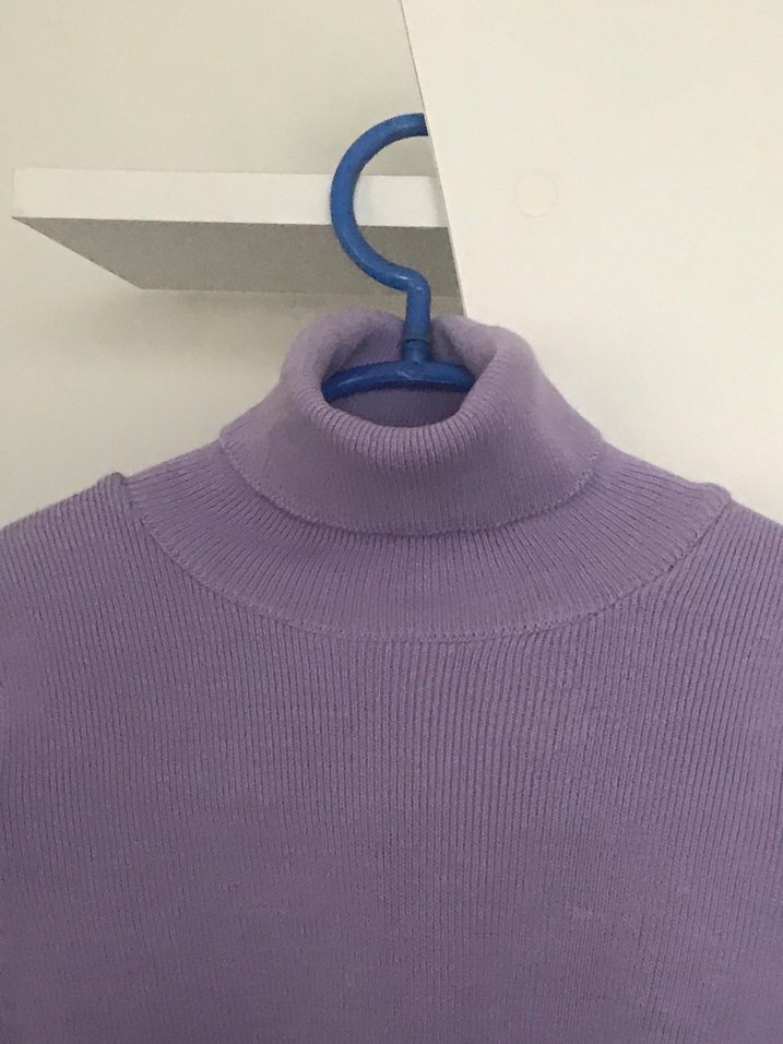 Mor Boğazlı İnce Triko Kadın Kazak - Görsel 3