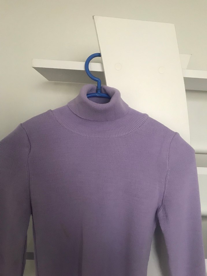 Mor Boğazlı İnce Triko Kadın Kazak - Görsel 4