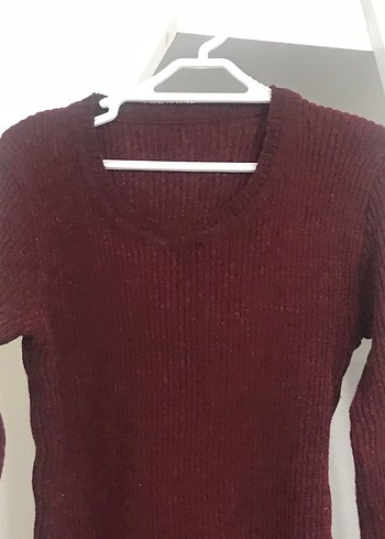 Bordo Kadın İnce Triko Kazak - Görsel 7