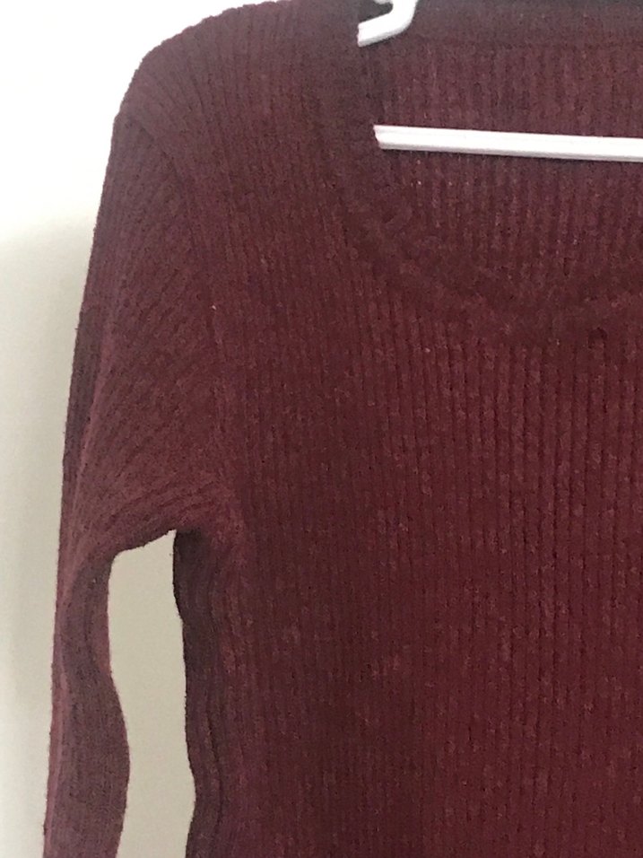 Bordo Kadın İnce Triko Kazak - Görsel 2