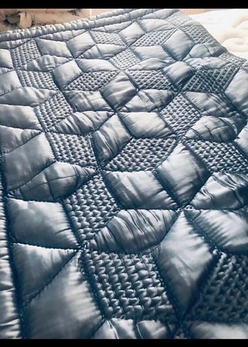 Mavi  saten pamuk yorgan - Görsel 5