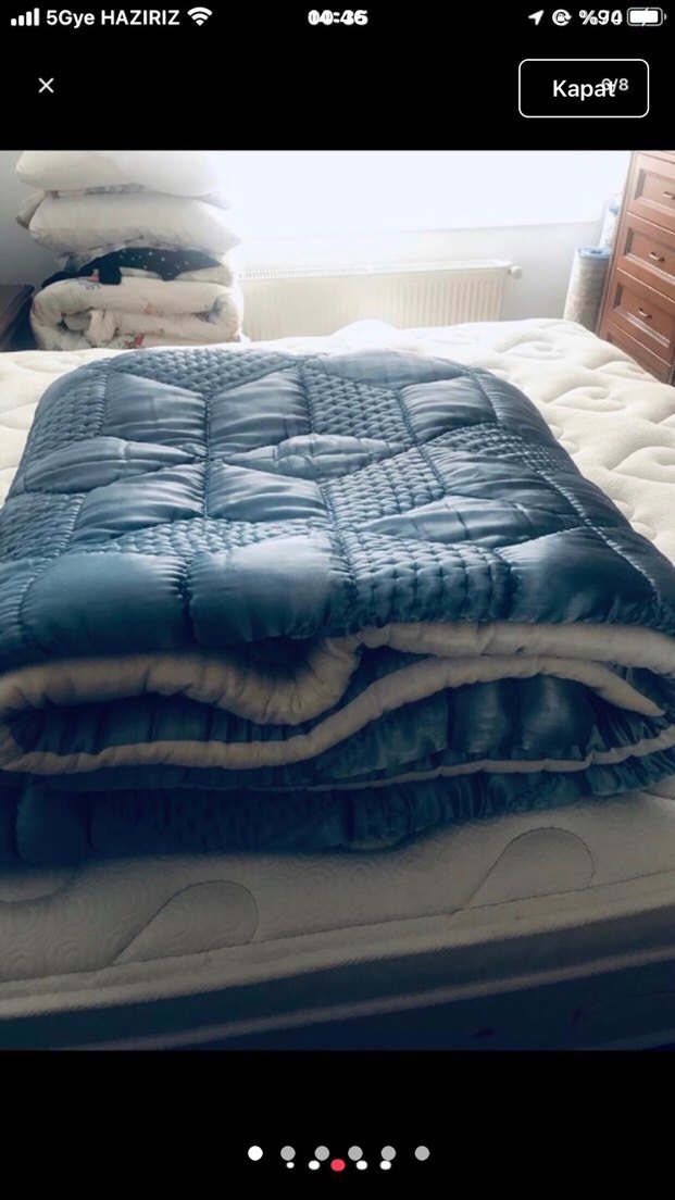Mavi  saten pamuk yorgan - Görsel 3