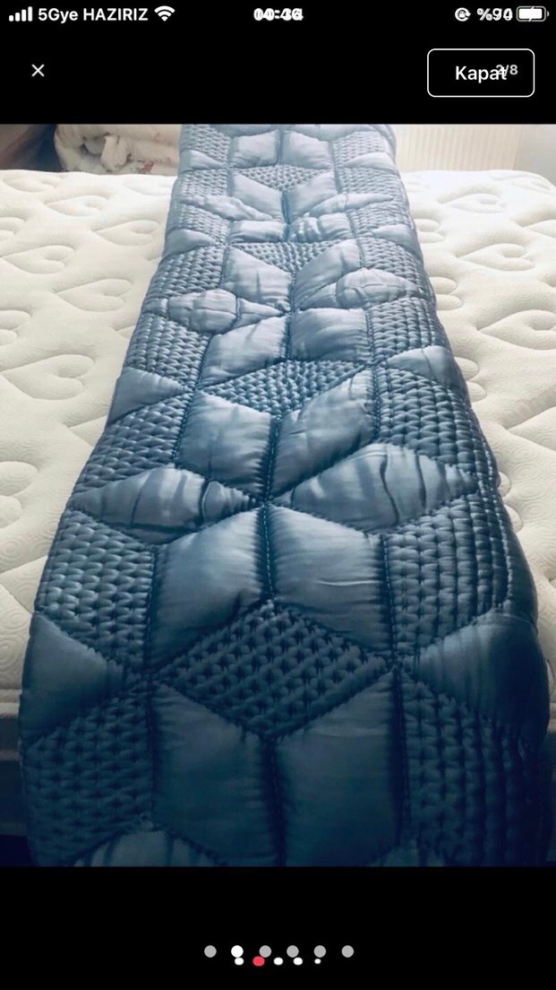 Mavi  saten pamuk yorgan - Görsel 2