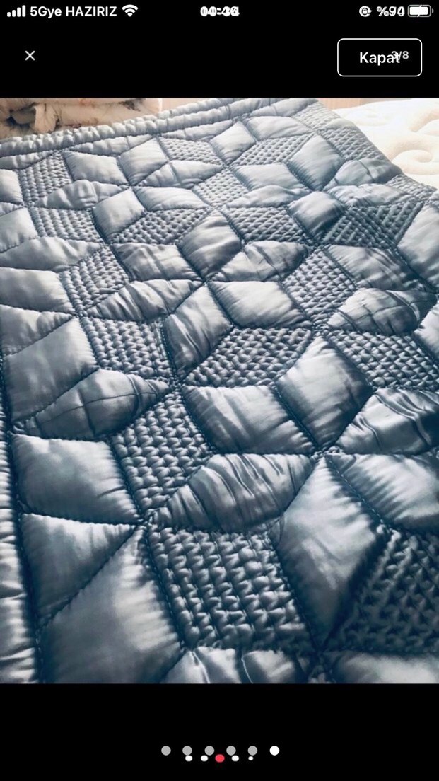 Mavi  saten pamuk yorgan - Görsel 5