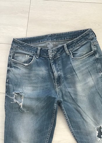 30 Beden ErkekGri Mavi Loose Denim Jean