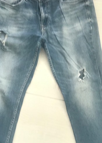 30 Beden mavi Renk ErkekGri Mavi Loose Denim Jean
