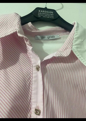 Ghişa Pembe Düğmeli Uzun Kollu Gömlek - Görsel 3