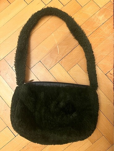 Yeşil peluş çanta