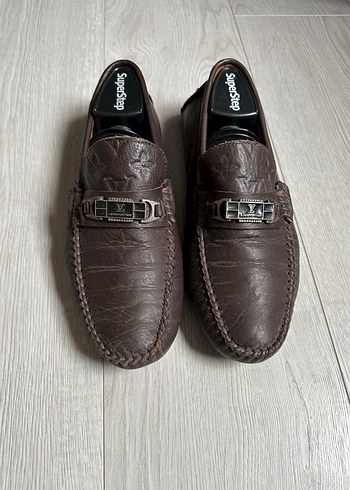 LV Kahverengi Deri Klasik Tokalı Erkek Ayakkabı