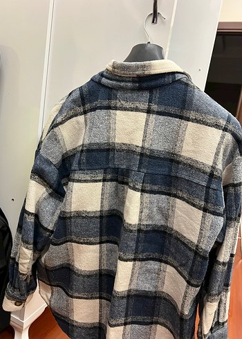 Mavi Ekose Düğmeli Kadın Gömlek - Görsel 4