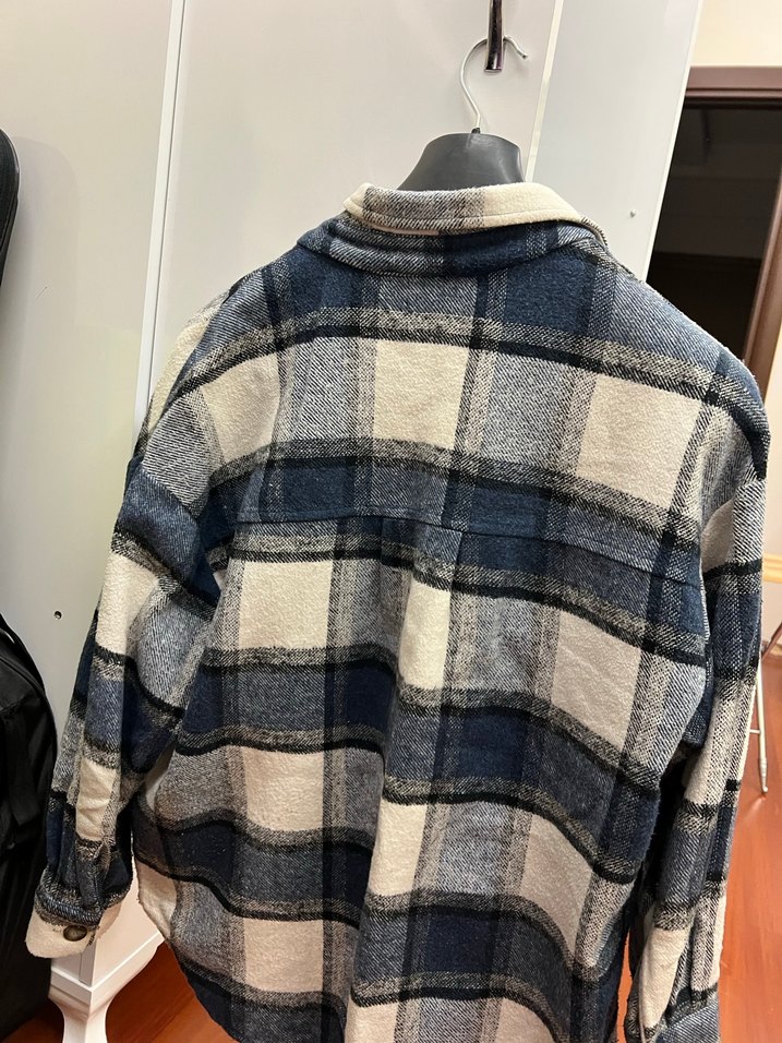 Mavi Ekose Düğmeli Kadın Gömlek - Görsel 4