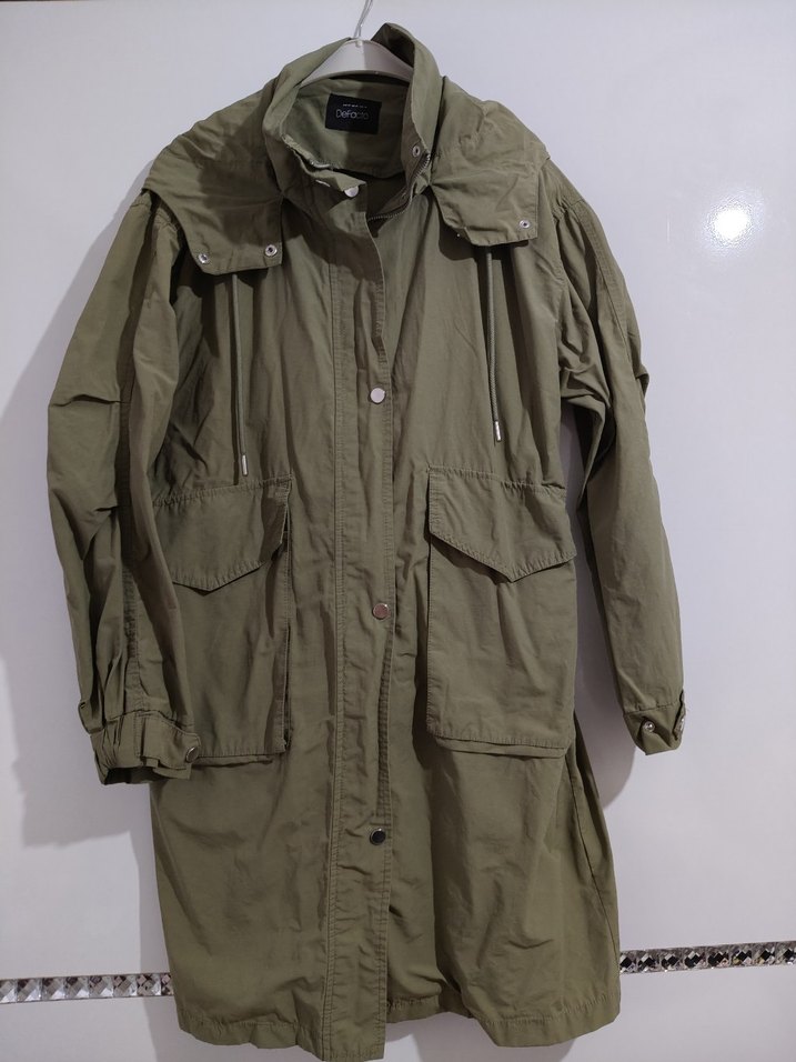 Kadın Haki Uzun Parka - Görsel 2