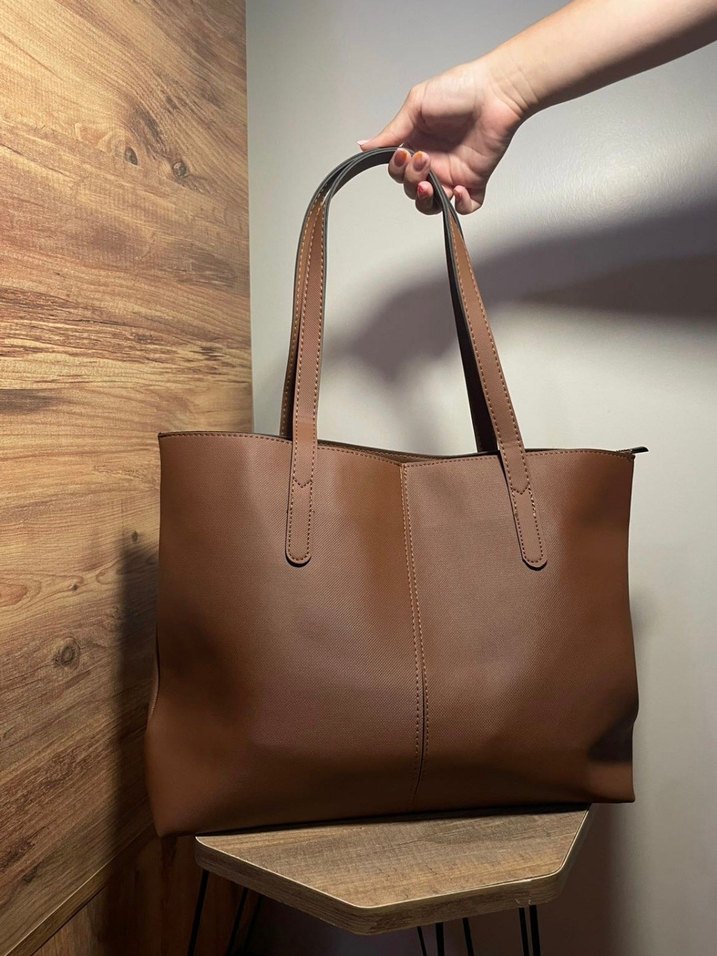 Kahverengi Deri Minimalist Kadın Çanta - Görsel 2