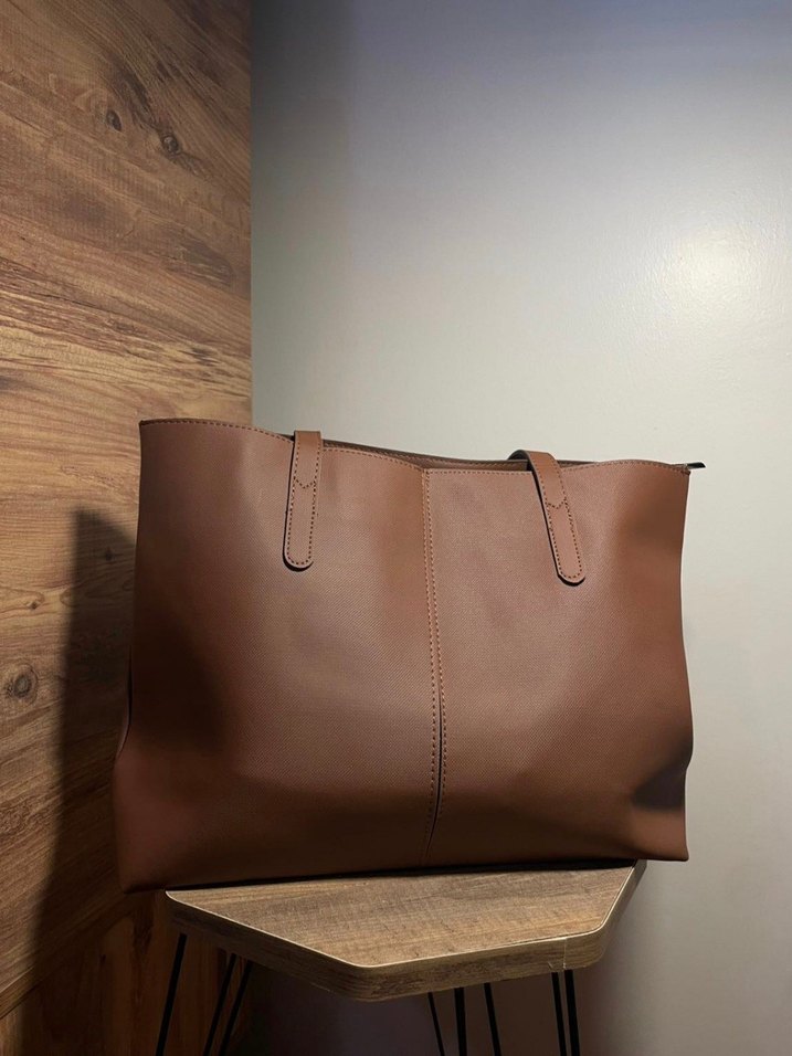 Kahverengi Deri Minimalist Kadın Çanta - Görsel 3