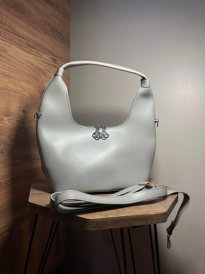 Gri Deri Modern Klasik Kadın Çanta - Görsel 2