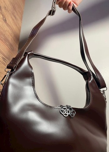 Kahverengi Deri Tokalı Kadın Çantası - Görsel 6