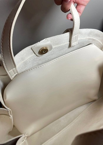 Minimalist Beyaz Deri Kadın Çanta - Görsel 6