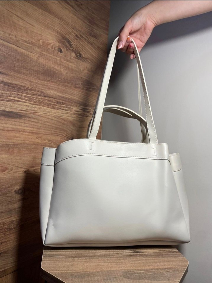 Minimalist Beyaz Deri Kadın Çanta - Görsel 2