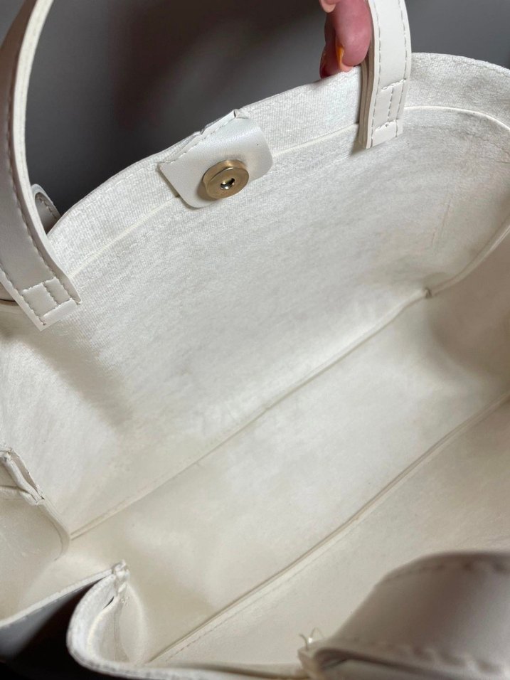 Minimalist Beyaz Deri Kadın Çanta - Görsel 5