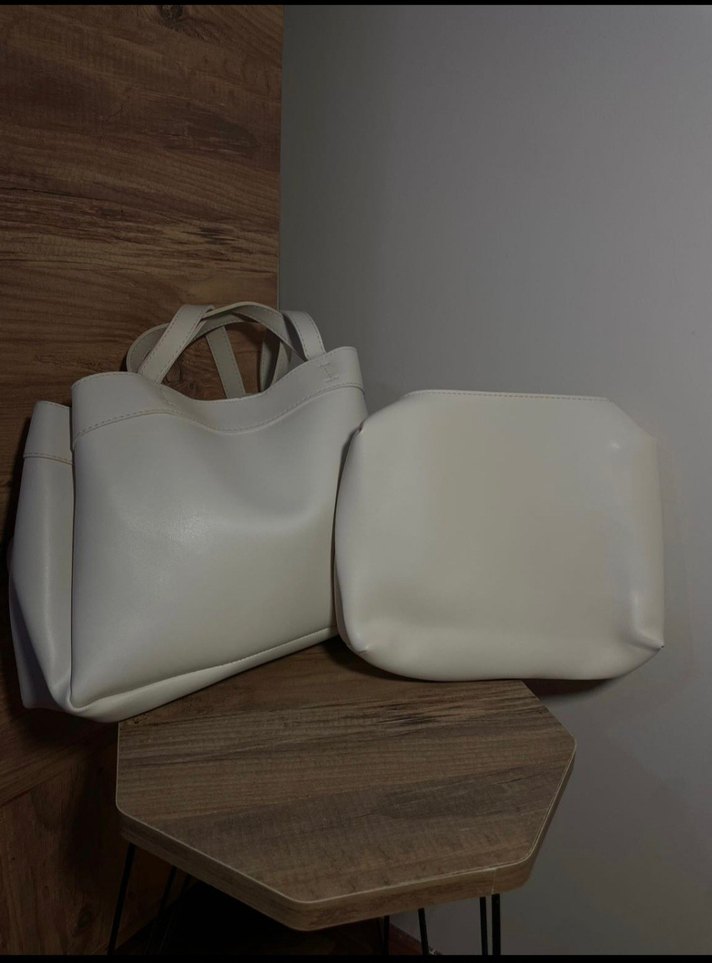 Minimalist Beyaz Deri Kadın Çanta - Görsel 4