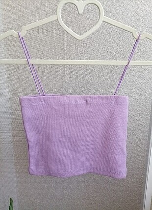 Mor askılı yarım crop mini üst büstiyer